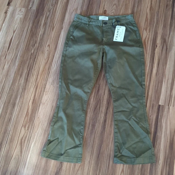 NWT Frame Denim Olive Le Crop Mini Boot Jeans 26